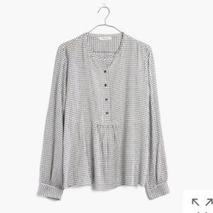 Madewell popover top in black white plaid Size S